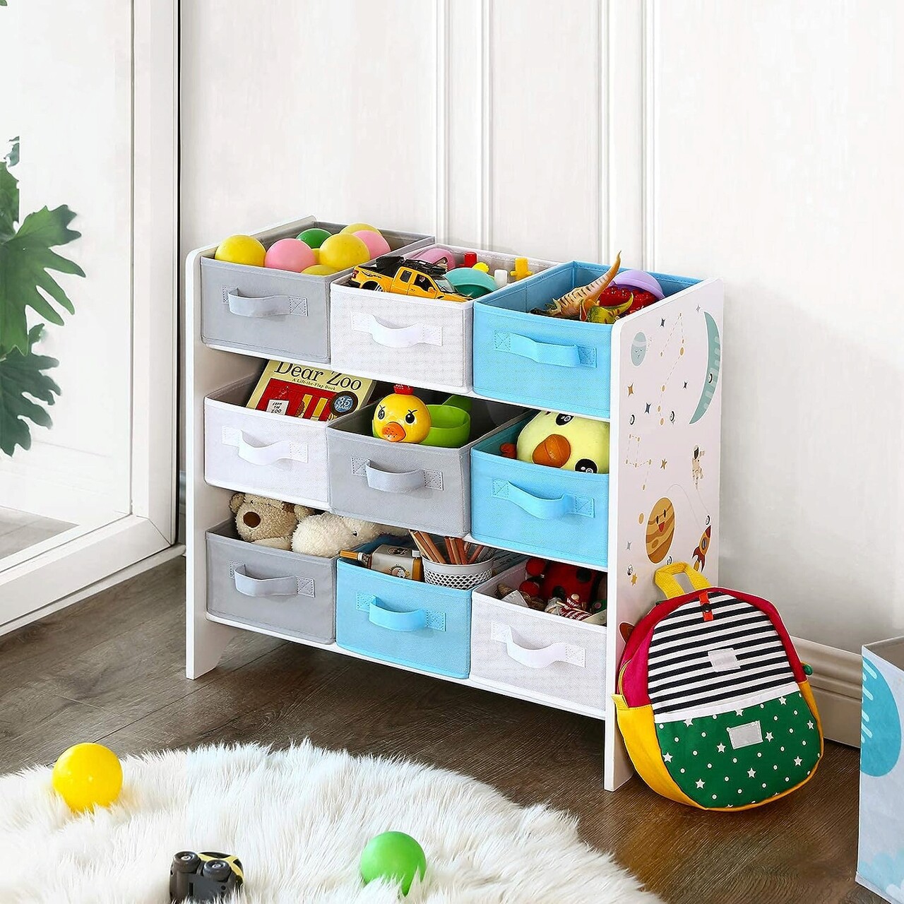 Organizator jucarii / mobilier camera copilului, Songmics, cu 9 cutii detasabile, 62.5 x 29.5 x 60 cm, multicolor - imagine 7